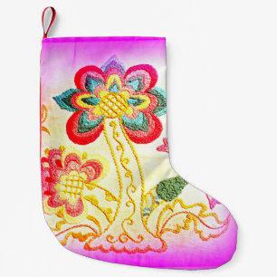Petite Chaussette De Noël bas tropical de Noël de palmier rose