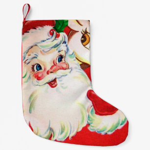 Petite Chaussette De Noël Bas vintage de décor de renne de Père Noël de N