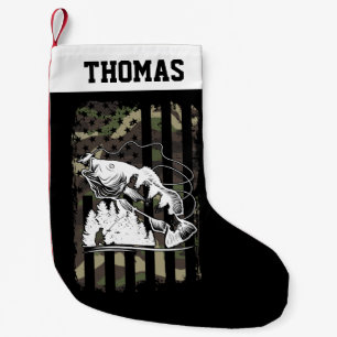 Petite Chaussette De Noël Basse personnalisée Pêche USA Drapeau Sportsmen Ca