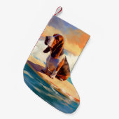 Petite Chaussette De Noël Basset Hound Beach Surf Peinture (Devant (Accrochage))