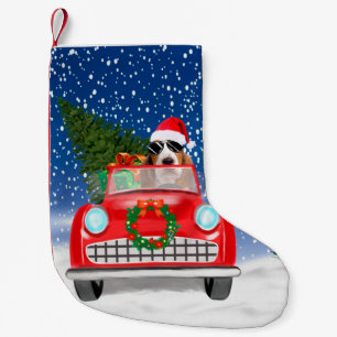 Petite Chaussette De Noël Basset Hound Chien Conduisant une Voiture dans la 