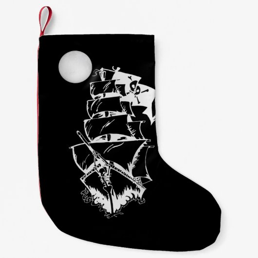 Petite Chaussette De Noël Bateau pirate en haute mer (Devant)