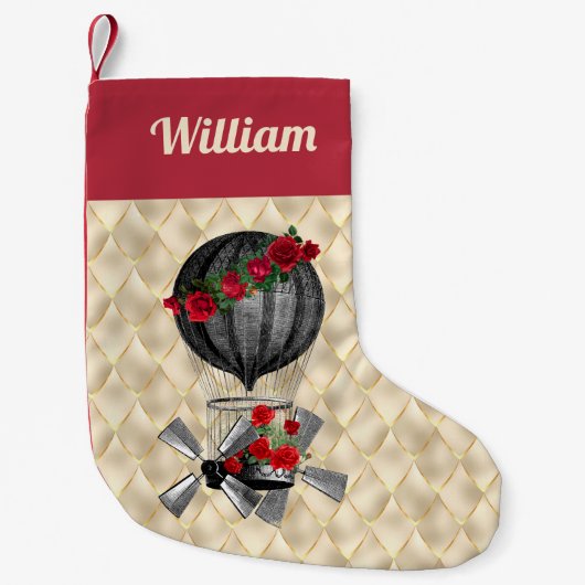 Petite Chaussette De Noël Bateau Steampunk avec Red Roses Noël (Devant)