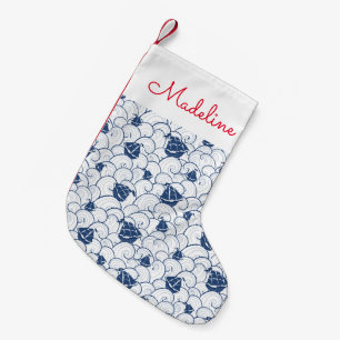 Petite Chaussette De Noël Bateaux À Voile Sur Le Motif De La Mer  Ajouter vo