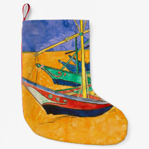 Petite Chaussette De Noël Bateaux de Van Gogh Impressionnisme Plage