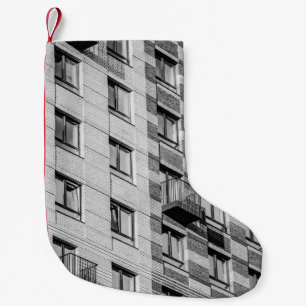 PETITE CHAUSSETTE DE NOËL BÂTIMENT EN BÉTON BLANC ET NOIR