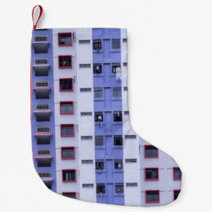 Petite Chaussette De Noël Bâtiment haut bleu et blanc