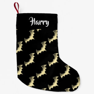 Petite Chaussette De Noël Bats en or noir