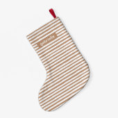 Petite Chaussette De Noël Bbeige et blanc moderne avec nom (Dos (Accrochage))
