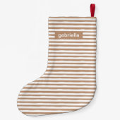 Petite Chaussette De Noël Bbeige et blanc moderne avec nom (Dos)