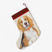 Petite Chaussette De Noël Beagle Hound Dog Peinture Animal Art original (Dos (Accrochage))