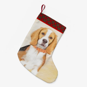 Petite Chaussette De Noël Beagle Hound Dog Peinture Animal Art original