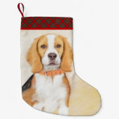 Petite Chaussette De Noël Beagle Hound Dog Peinture Animal Art original (Devant)