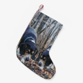 Petite Chaussette De Noël Beagles chassant dans le bas de Noël en bois (Devant (Accrochage))