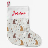 Petite Chaussette De Noël Bears mignonne dans le Motif Woods (Devant)