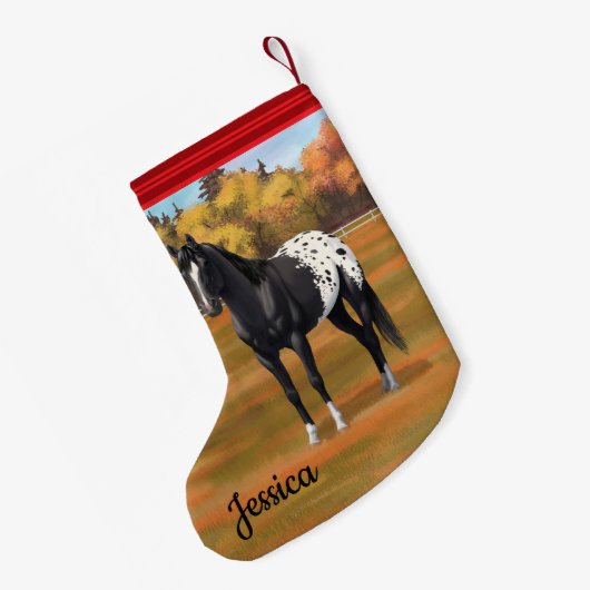 Petite Chaussette De Noël Beau Appaloosa Noir Quarter Horse Stallion (Dos (Accrochage))