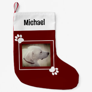 Petite Chaussette De Noël Beau chien rustique rouge foncé simple 1 photo
