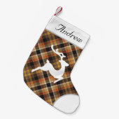 Petite Chaussette De Noël Beau design élégant monogrammed tartan brun (Devant (Accrochage))