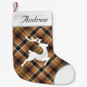 Petite Chaussette De Noël Beau design élégant monogrammed tartan brun (Devant)