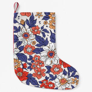 Petite Chaussette De Noël Beau motif floral vintage en petit réaliste
