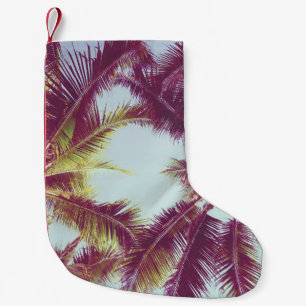 Petite Chaussette De Noël Beau palmier tropical autour de l'océan