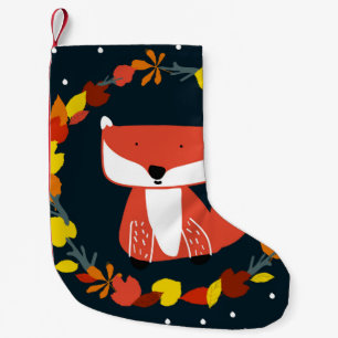 Petite Chaussette De Noël Beau renard en hiver motif de forêt