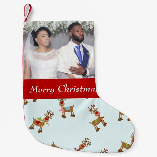 Petite Chaussette De Noël Beau renne de Noël Mariage (Devant)