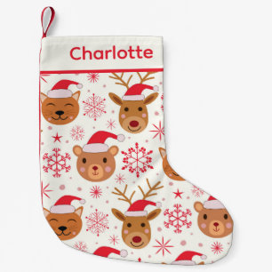 Petite Chaussette De Noël Beaux animaux de Noël Chat, ours et rennes