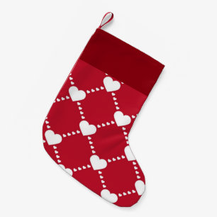 Petite Chaussette De Noël Beaux coeurs blancs