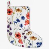 Petite Chaussette De Noël Beaux fleurs sauvages, aquarelle, pavot, fleur de (Devant)