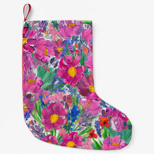 Petite Chaussette De Noël Beaux Fleurs sauvages : Artistérie tirée à la main