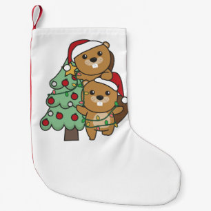 Petite Chaussette De Noël Beaver Arbre de Noël Animaux de Noël Castors