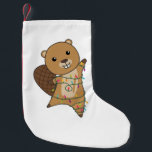 Petite Chaussette De Noël Beaver Joyeux Noël Animaux d'hiver Beavers A<br><div class="desc">Le castor à Noël avec des lumières féeriques. Animaux amusants avec des cadeaux et de la neige pour les vacances. Aussi drôle pour Noël en juillet. Les castors sont de mignons animaux et parfaits pour Noël.</div>