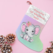 Petite Chaussette De Noël Bébé 1er éléphant rose de Noël