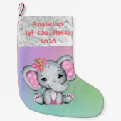 Petite Chaussette De Noël Bébé 1er éléphant rose de Noël (Devant)