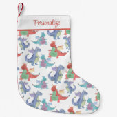 Petite Chaussette De Noël Bébé mignon Dragons Joyeux Danser Drôle Drôle Cart (Devant)