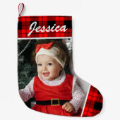 Petite Chaussette De Noël Bébé mignon Photo et nom Plaid (Devant)