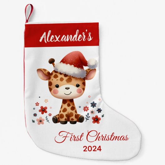 Petite Chaussette De Noël Bébé premier Noël mignon Giraffe personnalisée (Devant)