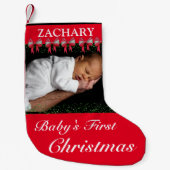 Petite Chaussette De Noël Bébé's First Christmas Red Bows & Photo (Devant)