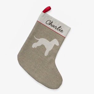 Petite Chaussette De Noël Bedlington Terrier Silhouette Chien personnalisé