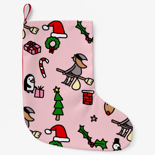 Petite Chaussette De Noël befana de noël rose (Devant)