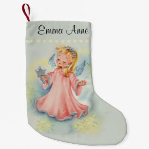 Petite Chaussette De Noël Bel ange vintage personnalisé de fille
