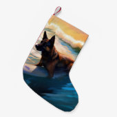 Petite Chaussette De Noël Belge Shepherd Beach Surf Peinture (Devant (Accrochage))