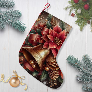 Petite Chaussette De Noël Bell de Noël & Poinsettia