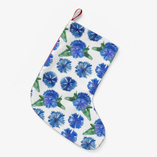 Petite Chaussette De Noël Belle aquarelle bleu cornfleurs