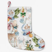 Petite Chaussette De Noël Belle aquarelle de cerf Noël (Devant)