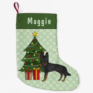 Petite Chaussette De Noël Berger Allemand Bi-Noir Sapin de Noël Vert
