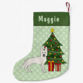 Petite Chaussette De Noël Berger suisse blanc mignon chien vert arbre de Noë (Dos)