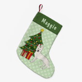 Petite Chaussette De Noël Berger suisse blanc mignon chien vert arbre de Noë (Devant (Accrochage))