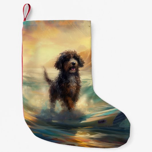 Petite Chaussette De Noël Bernedoodle Beach Surf Peinture (Devant)